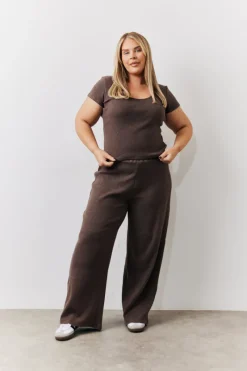 Brushed Rib Scoop Neck Co Ord Top|In The Style Clearance