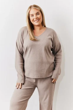 Brushed Rib v Neck Co Ord Top|In The Style