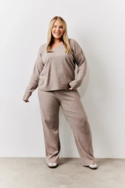 Brushed Rib v Neck Co Ord Top|In The Style