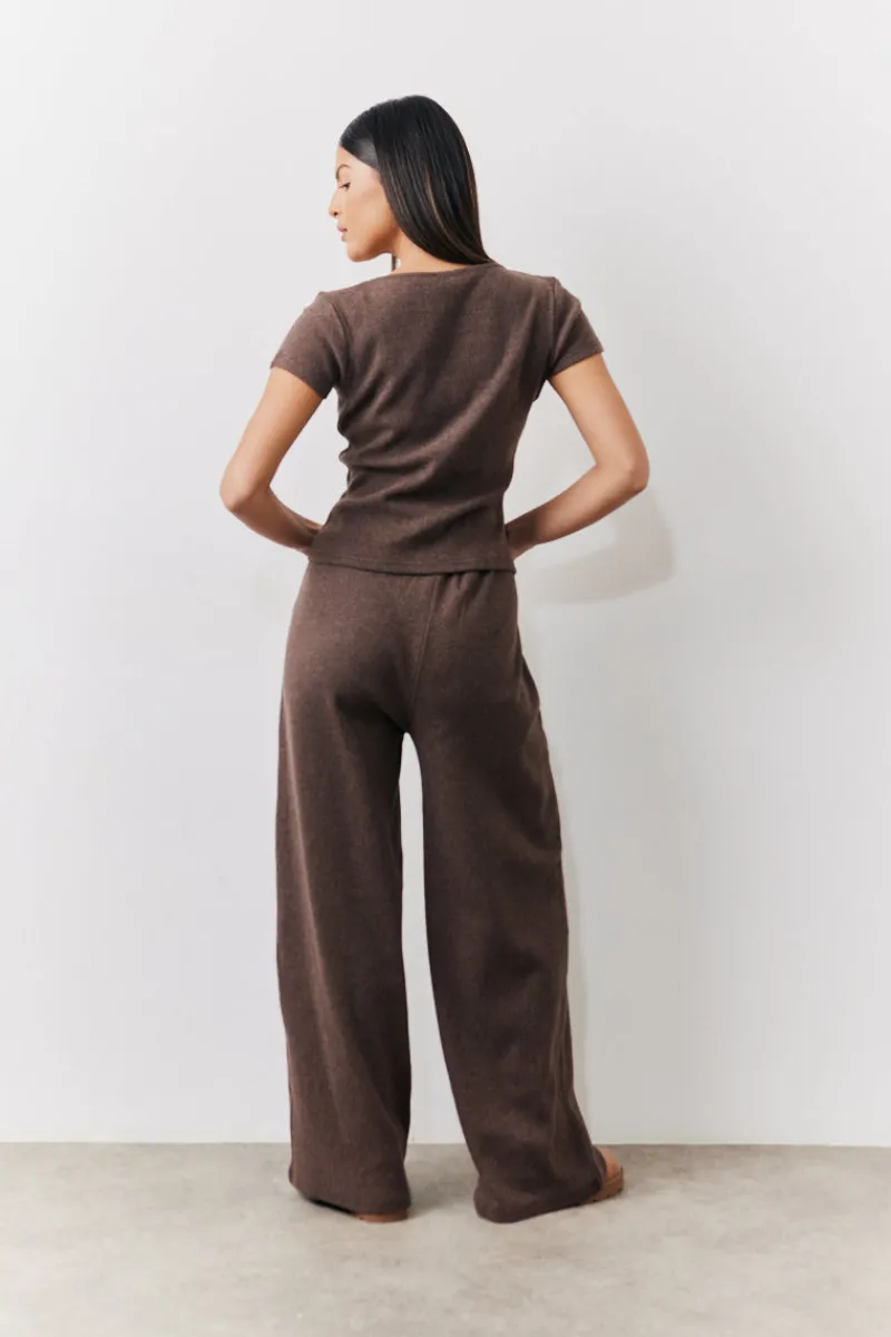 Brushed Rib Wide Leg Co Ord Trousers|In The Style Online
