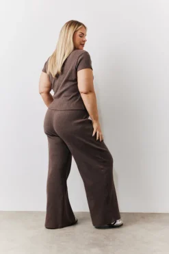 Brushed Rib Wide Leg Co Ord Trousers|In The Style Online