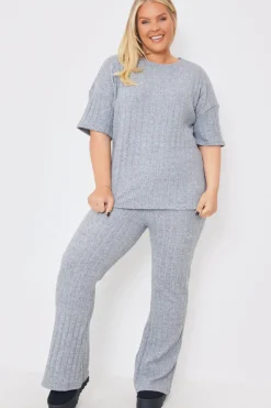 Brushed Rib Wide Leg Trousers|In the Style Online