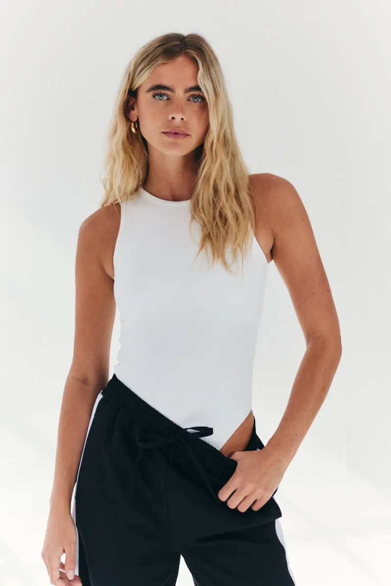 Built In Bra Sculpt & Control Racer Neck Bodysuit|Fits Outlet