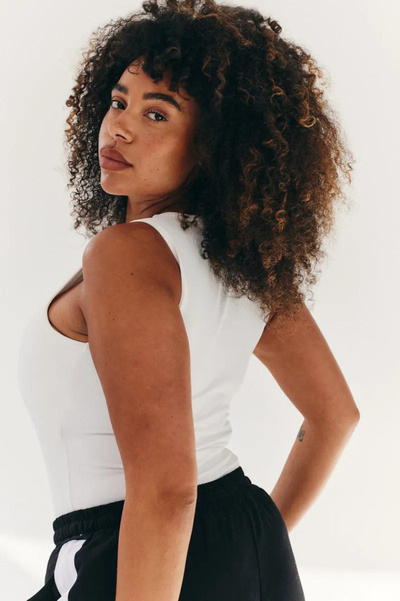 Built In Bra Sculpt & Control Racer Neck Bodysuit|Fits Outlet