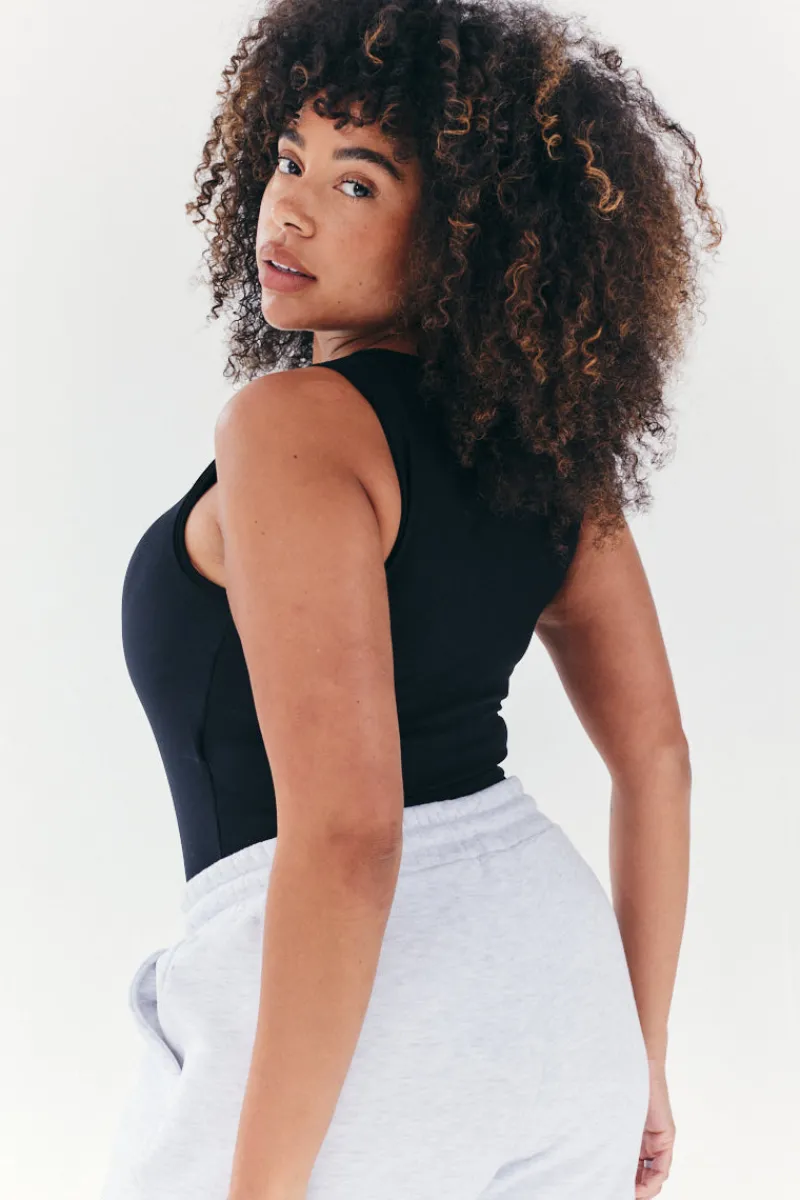 Built In Bra Sculpt & Control Racer Neck Bodysuit|Fits Best