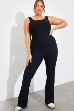 Built-In Bra Flare Leg Sculpt and Control Unitard|In the Style