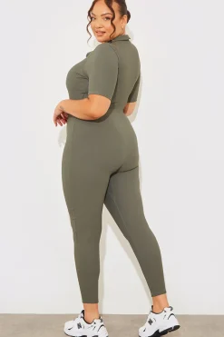 Built-In Bra Half Zip Short Sleeve Sculpt and Control Unitard|Fits Best