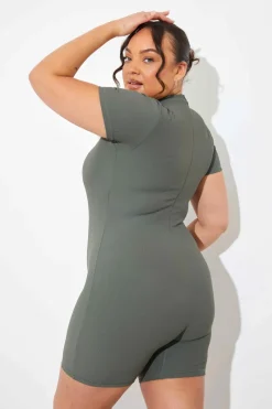 Built-in Bra Short Sleeve Sculpt and Control Short Unitard|In the Style Online