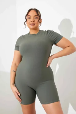 Built-in Bra Short Sleeve Sculpt and Control Short Unitard|In the Style Online
