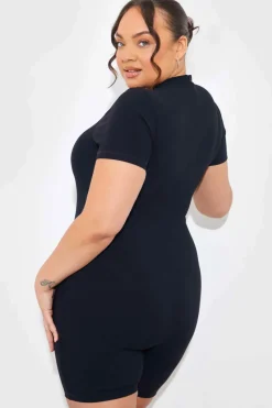 Built-in Bra Short Sleeve Sculpt and Control Short Unitard|In the Style Online