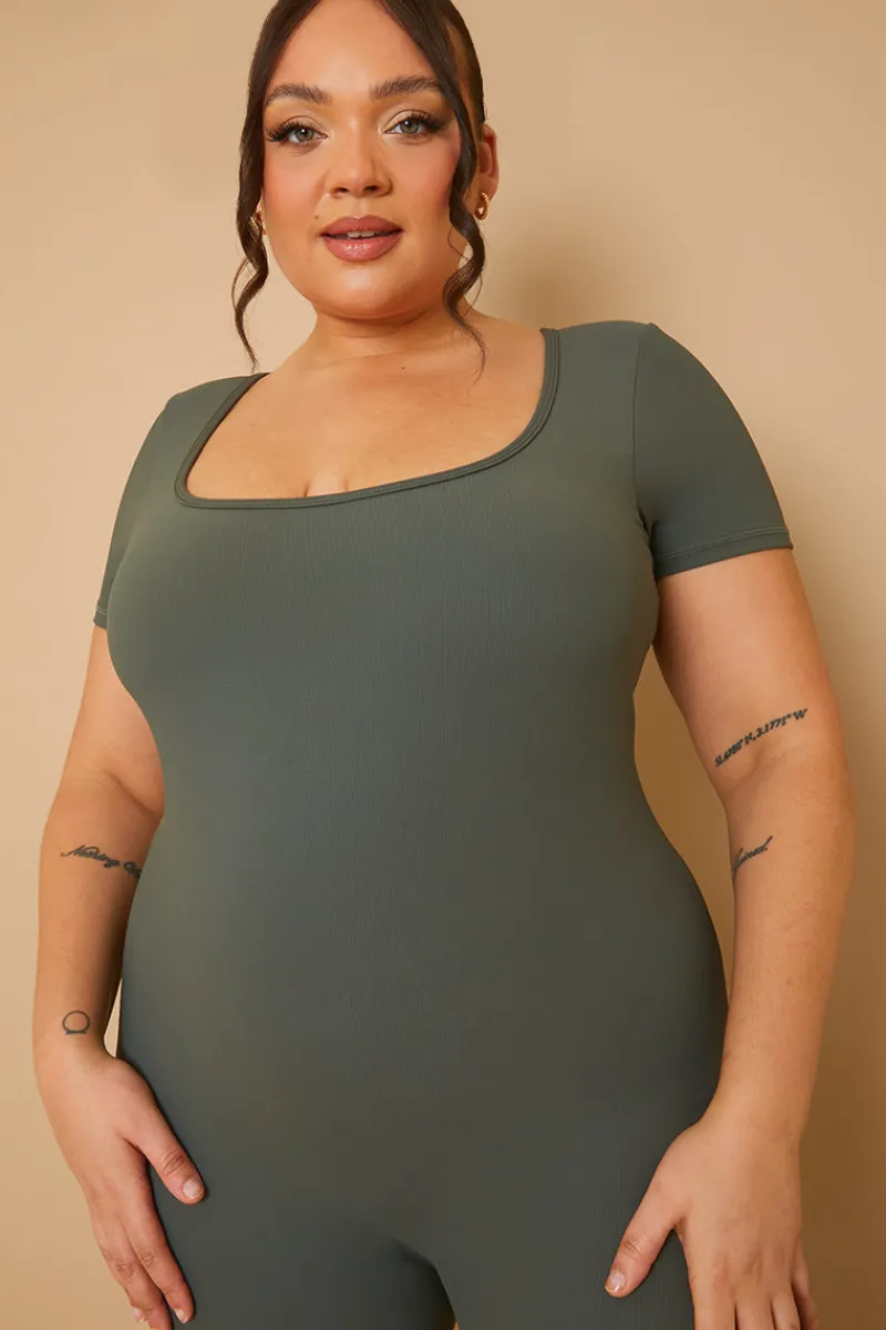 Built-In Bra Short Sleeve Sculpt and Control Unitard|Fits Online