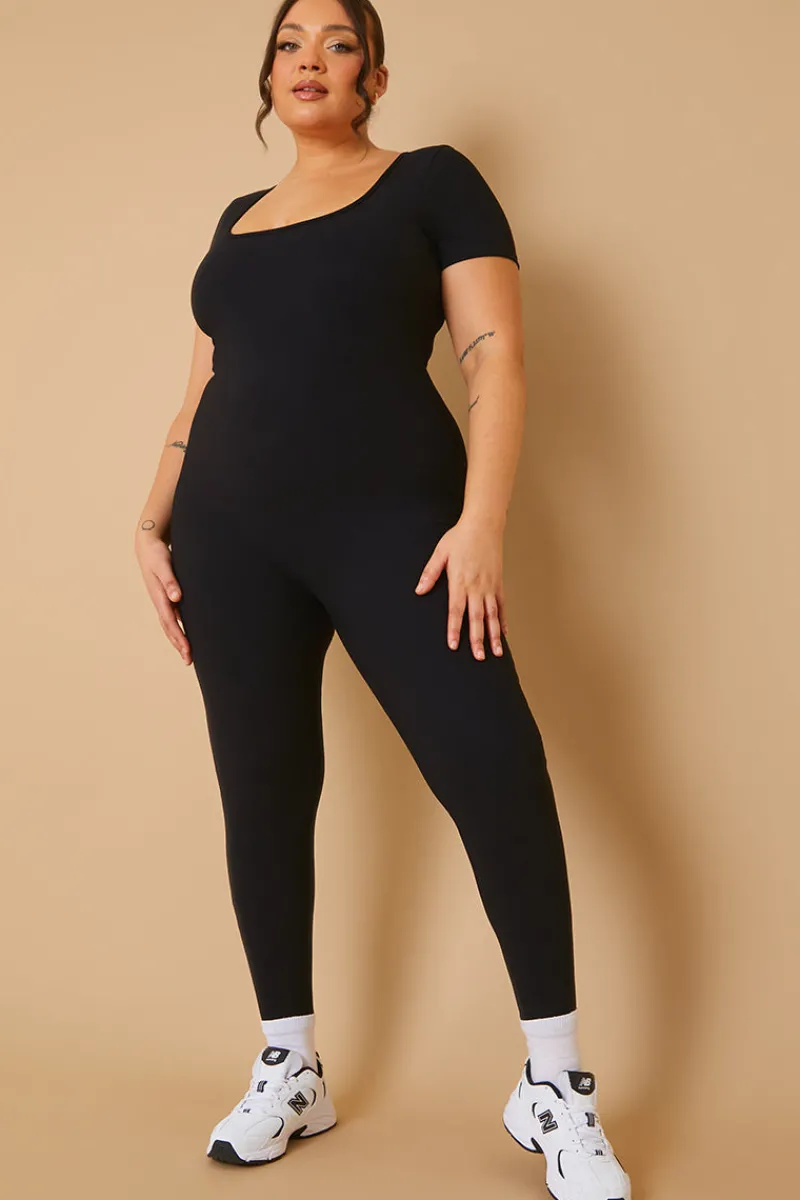 Built-In Bra Short Sleeve Sculpt and Control Unitard|Fits Online