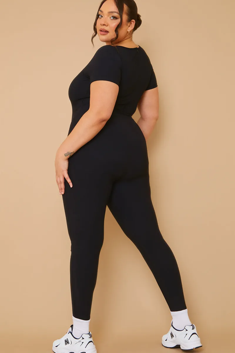 Built-In Bra Short Sleeve Sculpt and Control Unitard|Fits Online