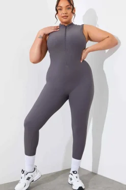 Built-In Bra Zip Front Sculpt and Control Unitard|In the Style Clearance