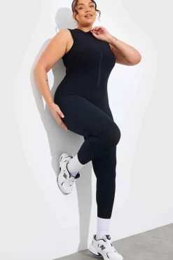 Built-In Bra Zip Front Sculpt and Control Unitard|In the Style Clearance