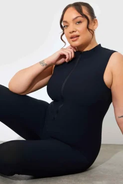 Built-In Bra Zip Front Sculpt and Control Unitard|In the Style Clearance