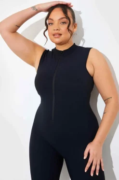Built-In Bra Zip Front Sculpt and Control Unitard|In the Style Clearance