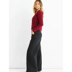 Burgundy Button Wrap Compact Knit Cardigan|Gini London Clearance