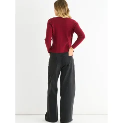 Burgundy Button Wrap Compact Knit Cardigan|Gini London Clearance