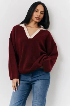 90's Collared Knitted Rugby Sweater|Fits New