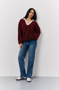 90's Collared Knitted Rugby Sweater|Fits New