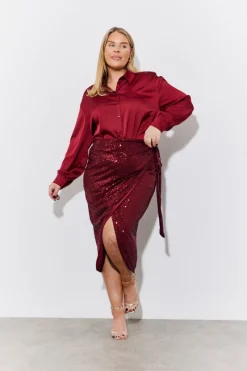 Sequin Wrap Midi Skirt|In the Style Online