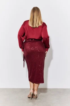 Sequin Wrap Midi Skirt|In the Style Online