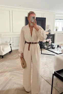Button Up Wide Leg Jumpsuit|In the Style New