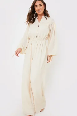 Button Up Wide Leg Jumpsuit|In the Style New