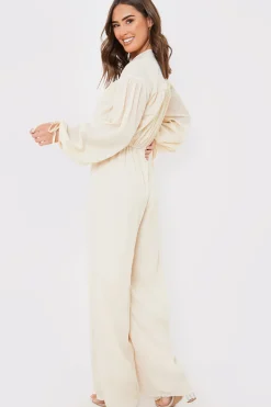 Button Up Wide Leg Jumpsuit|In the Style New