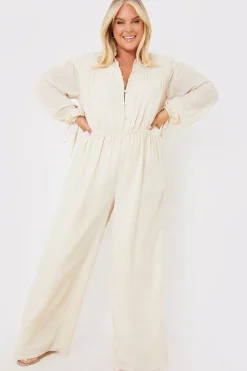 Button Up Wide Leg Jumpsuit|In the Style New