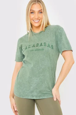 Calabasas' Acid Wash Slogan T-Shirt|In the Style Online