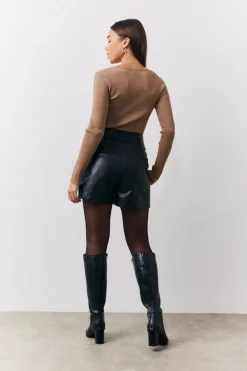 Rib Knitted Scoop Neck Long Sleeve Top|In The Style Sale