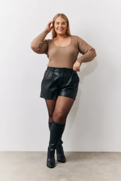 Rib Knitted Scoop Neck Long Sleeve Top|In The Style Sale
