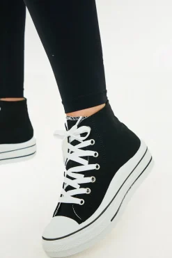 CANVAS HIGH TOP TRAINERS|In The Style Discount