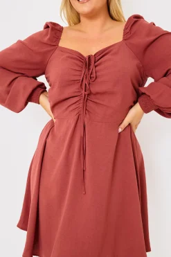 Channel Front Ruched Balloon Sleeve Shift Dress|In The Style
