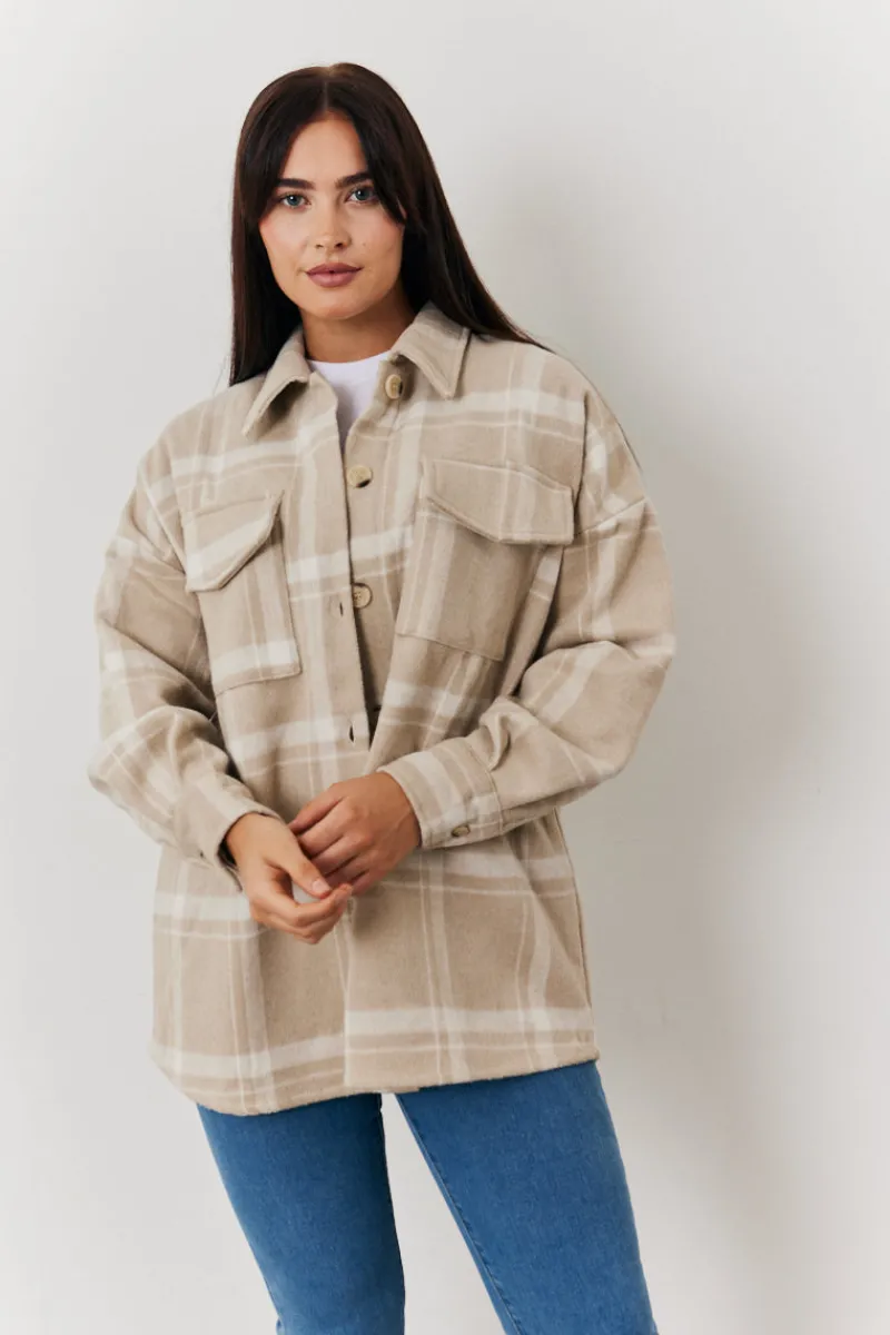 Check Button Through Shacket|In the Style