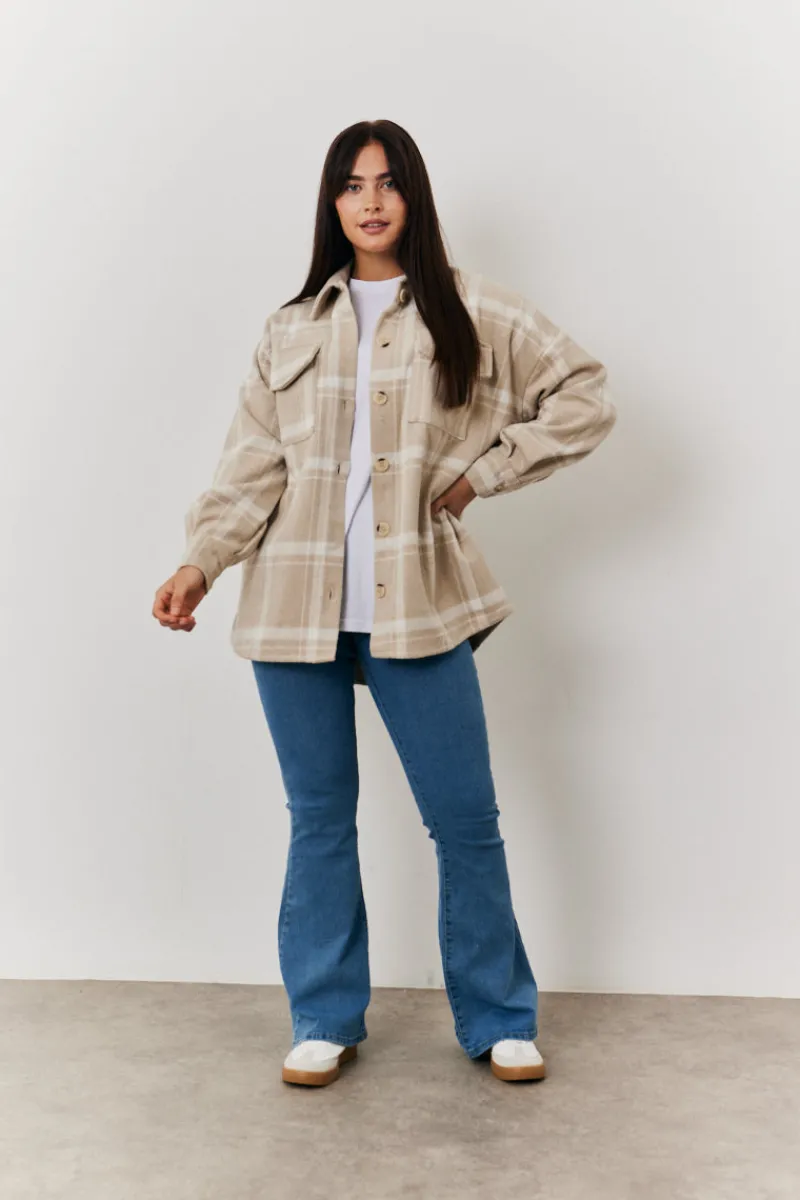 Check Button Through Shacket|In the Style
