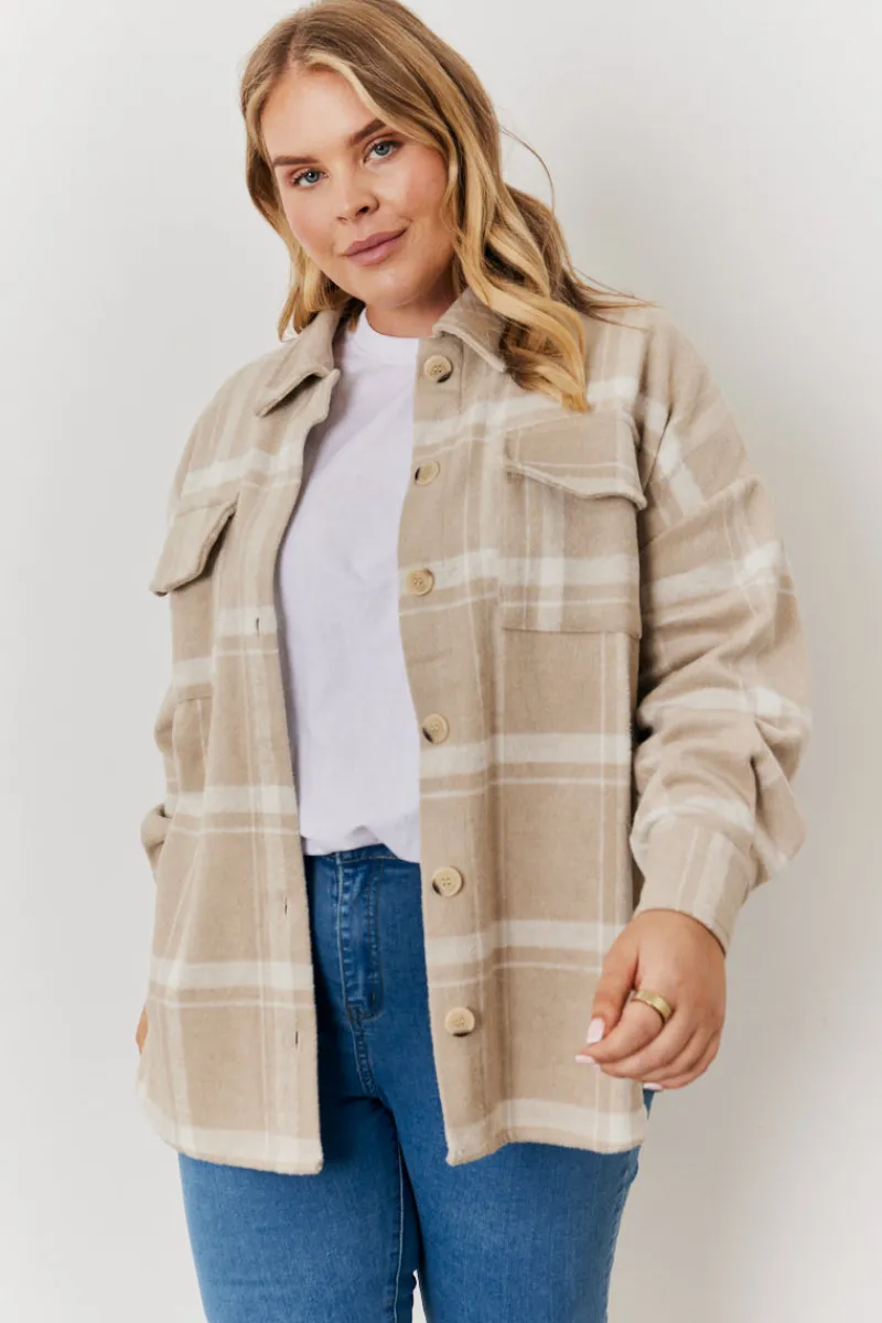 Check Button Through Shacket|In the Style