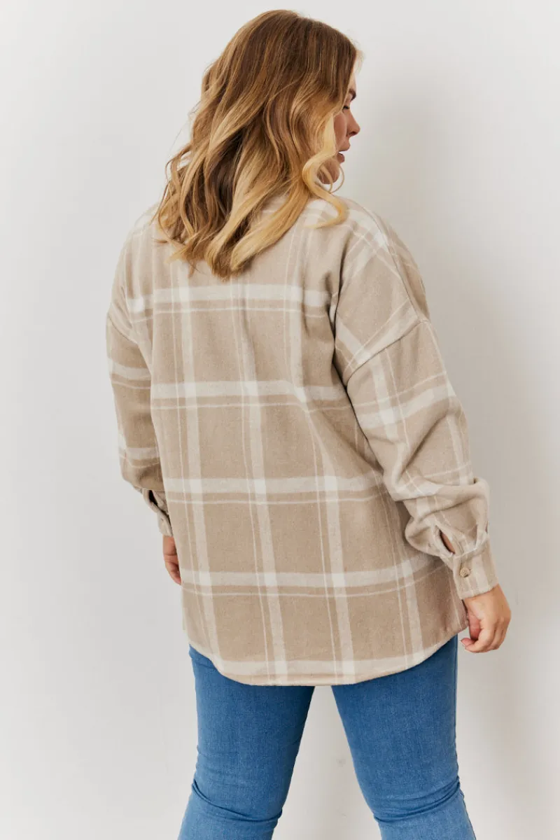 Check Button Through Shacket|In the Style