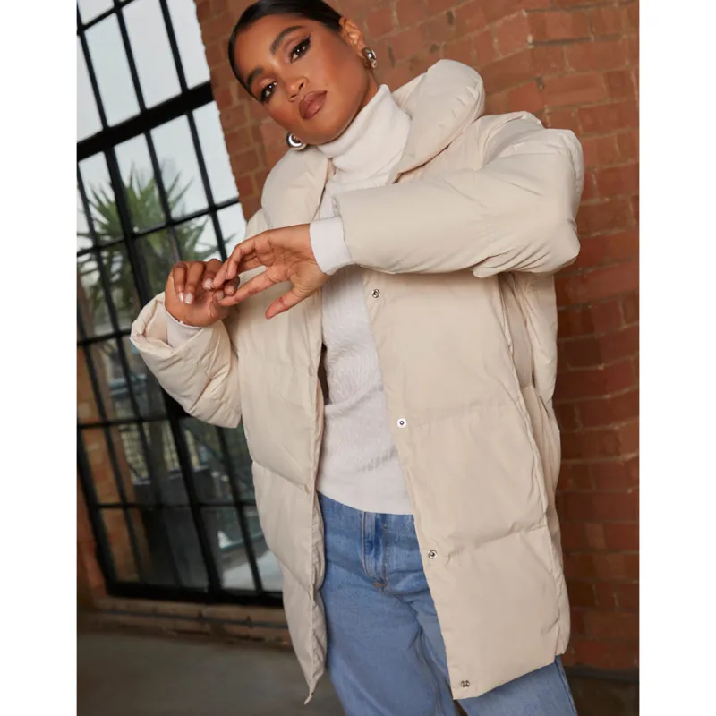 Padded Puffer Coat in Cream|CHI CHI LONDON Hot
