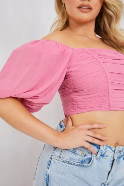Chiffon Bandeau Balloon Sleeve Top|In the Style Outlet