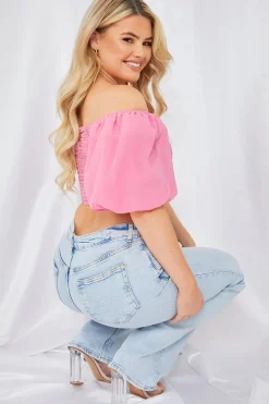 Chiffon Bandeau Balloon Sleeve Top|In the Style Outlet