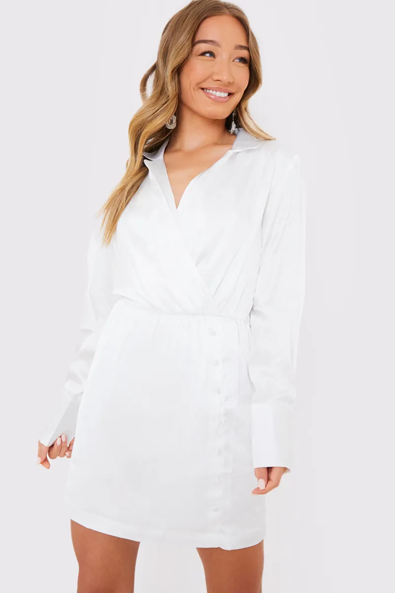 Collar Button Mini Dress|In The Style Clearance