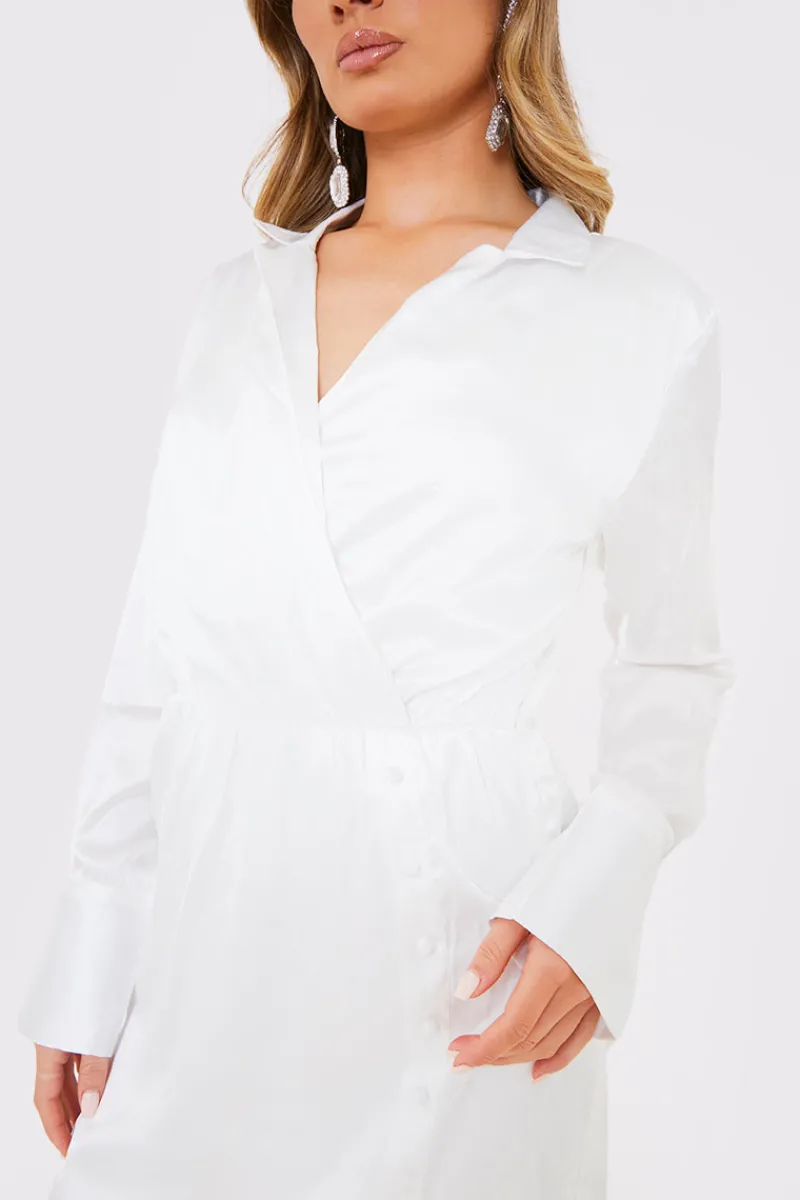Collar Button Mini Dress|In The Style Clearance