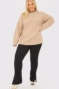 Compact Rib Split Hem Leggings|In the Style Sale