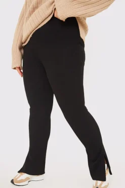 Compact Rib Split Hem Leggings|In the Style Sale