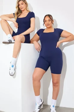 Contour Built-In Bra Short Sleeve Short Leg Square Neck Unitard|In the Style Best