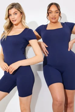 Contour Built-In Bra Short Sleeve Short Leg Square Neck Unitard|In the Style Best