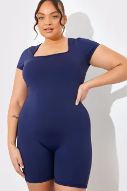 Contour Built-In Bra Short Sleeve Short Leg Square Neck Unitard|In the Style Best